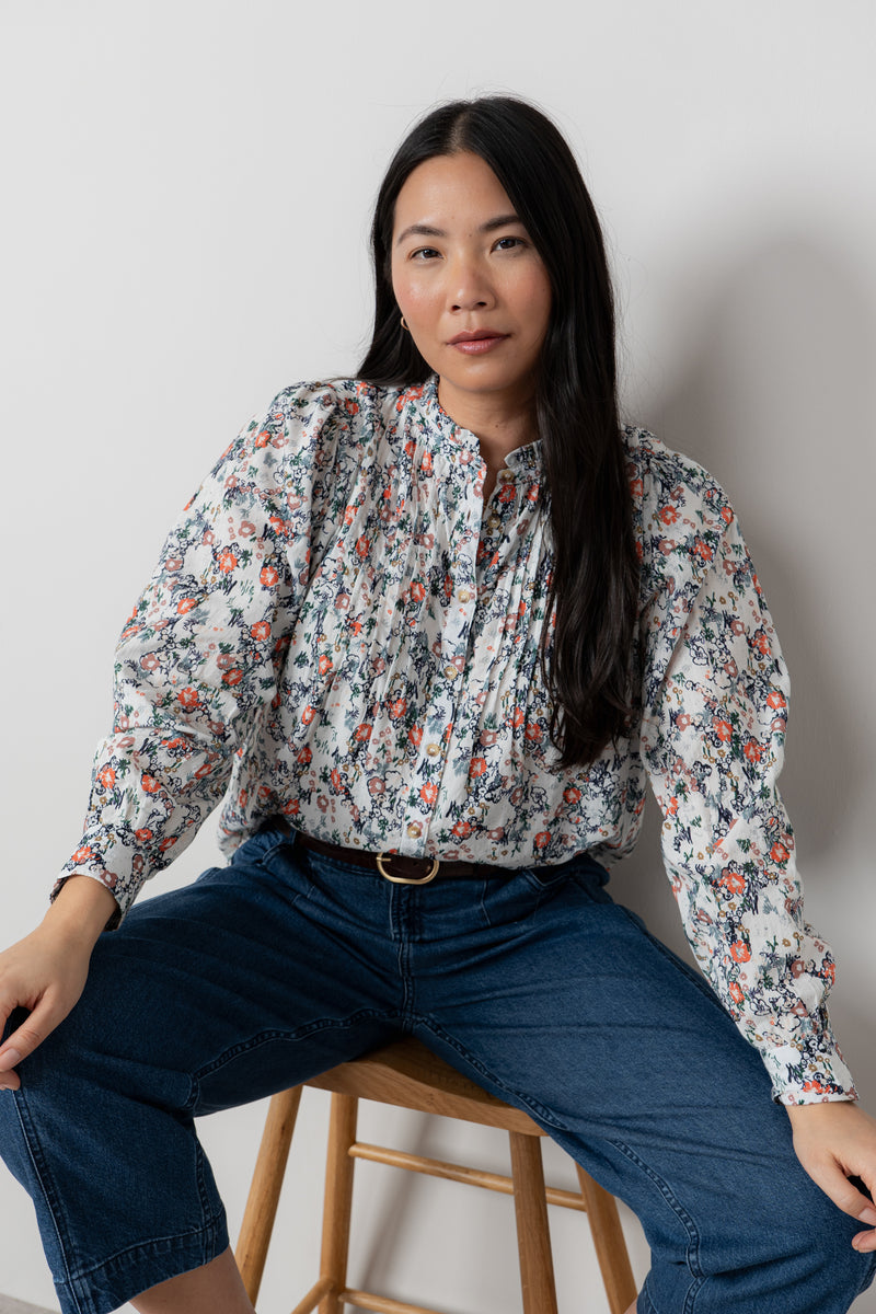 Lily & Me - Flora Blouse. Feather Ditsy Design