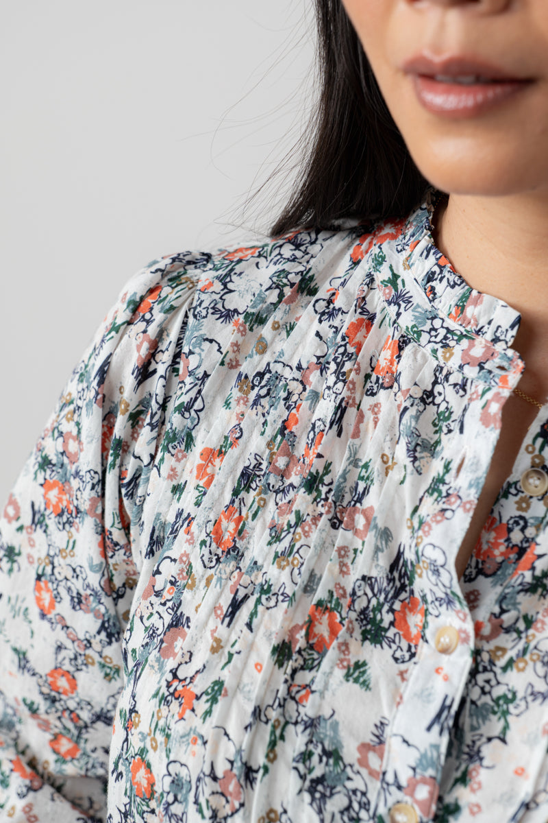 Lily & Me - Flora Blouse. Feather Ditsy Design