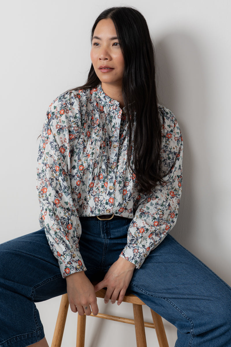 Lily & Me - Flora Blouse. Feather Ditsy Design