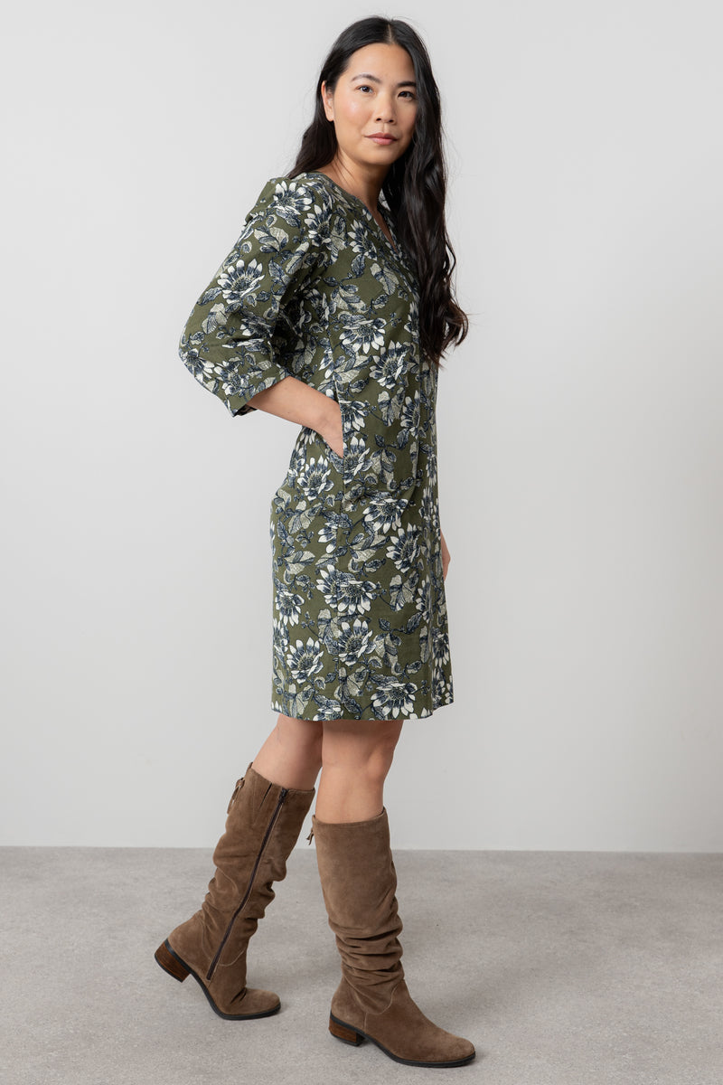 Lily & Me -  Harvest Cord Dress in Moss Green