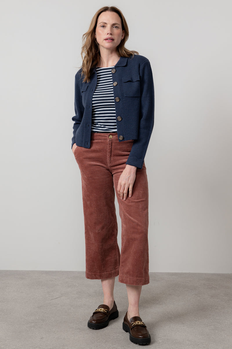 Lily & Me - Isla Crop Trousers in Antique Rose, Classic Navy or Chocolate Brown