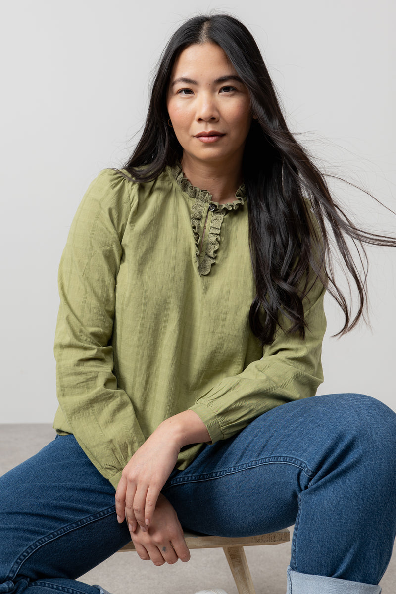Lily & Me - Emily Blouse Plain Check in Moss