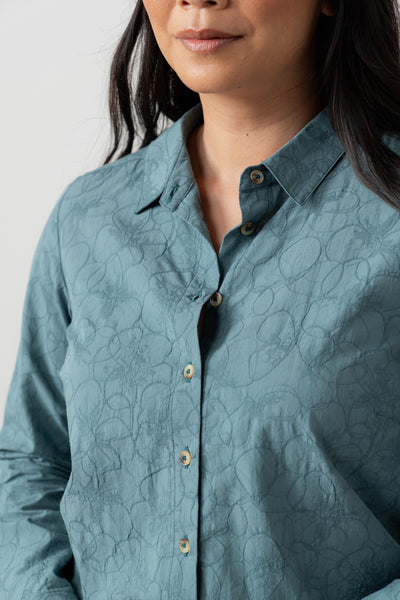Lily & Me - Patsy Shirt Plain Jacquard in Sea Mist