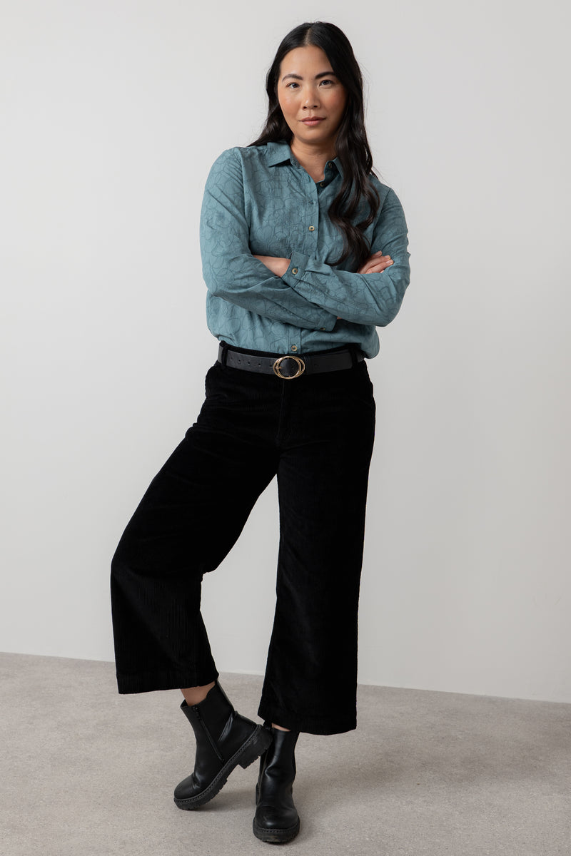 Lily & Me - Patsy Shirt Plain Jacquard in Sea Mist