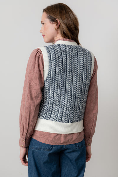 Lily & Me - Gywenth Fair Isle Waistcoat in Navy/Cream
