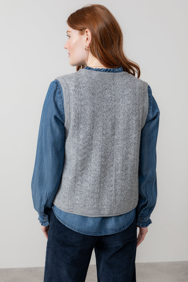 Lily & Me - Marly Knitted Waistcoat in Moss, Gray or Petrol Blue