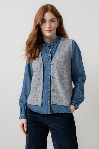Lily & Me - Marly Knitted Waistcoat in Moss, Gray or Petrol Blue