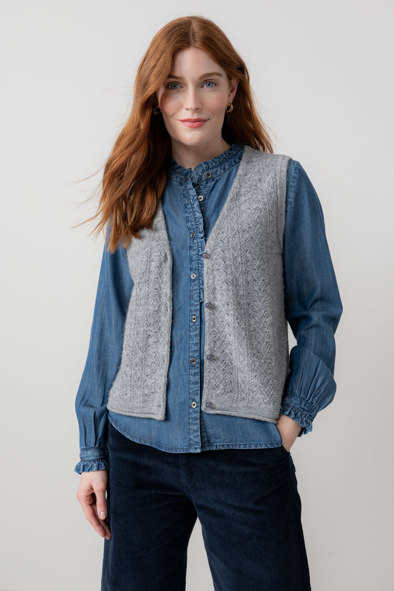Lily & Me - Marly Knitted Waistcoat in Moss, Gray or Petrol Blue