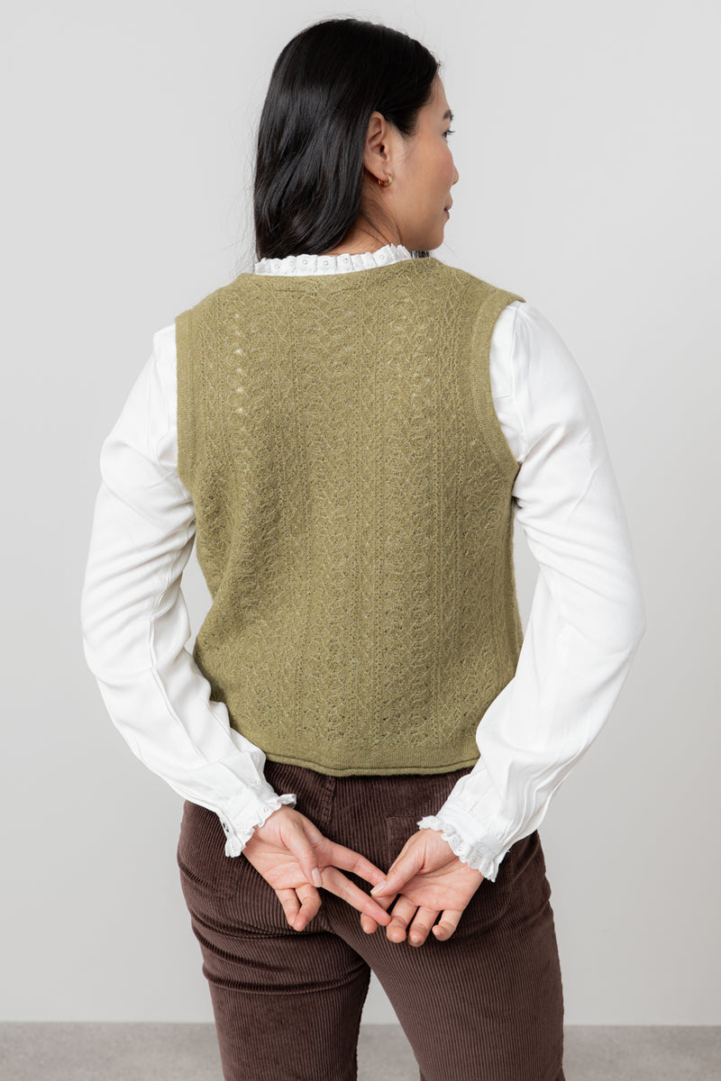Lily & Me - Marly Knitted Waistcoat in Moss, Gray or Petrol Blue