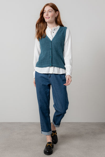 Lily & Me - Marly Knitted Waistcoat in Moss, Gray or Petrol Blue