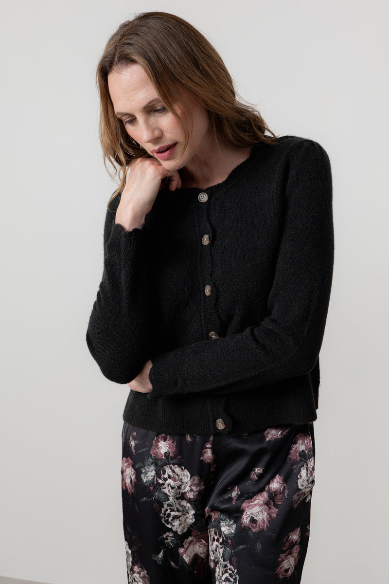 Lily & Me - Imogen Black Crop Cardigan in Black