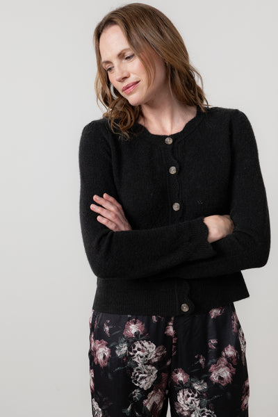 Lily & Me - Imogen Black Crop Cardigan in Black