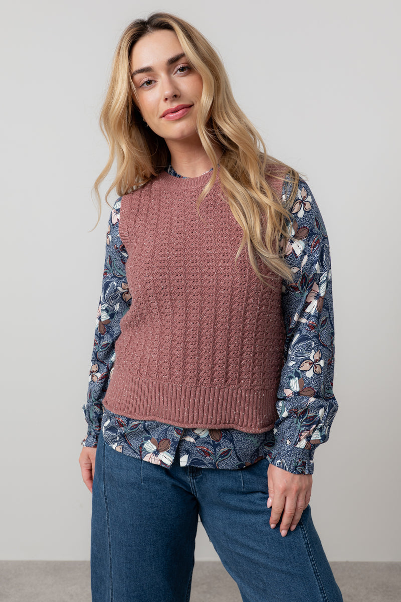 Lily & Me - Eva Fleck Knit Tank in Rose Pink