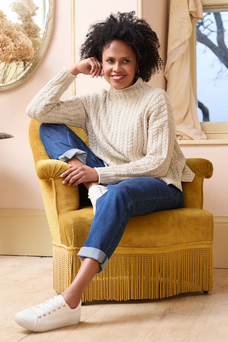 Lily & Me - Elspeth Fleck Knit Jumper in Ecru