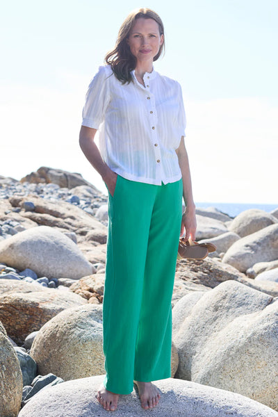 Lily & Me - Grace Green Linen Blend Trousers