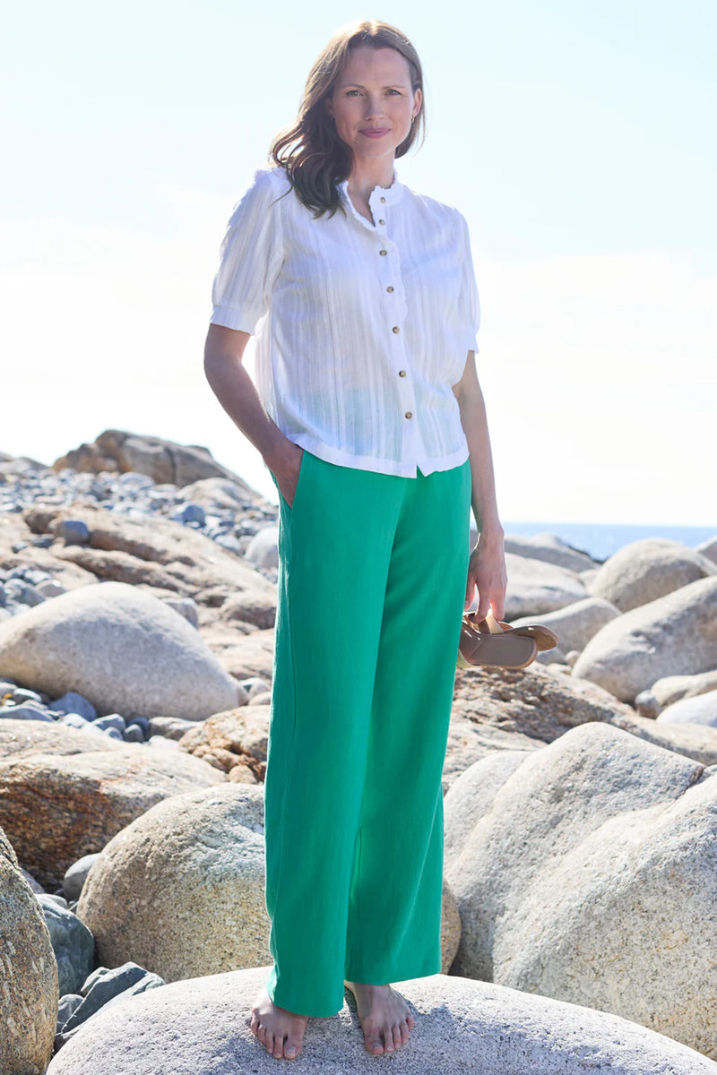 Lily & Me - Grace Green Linen Blend Trousers