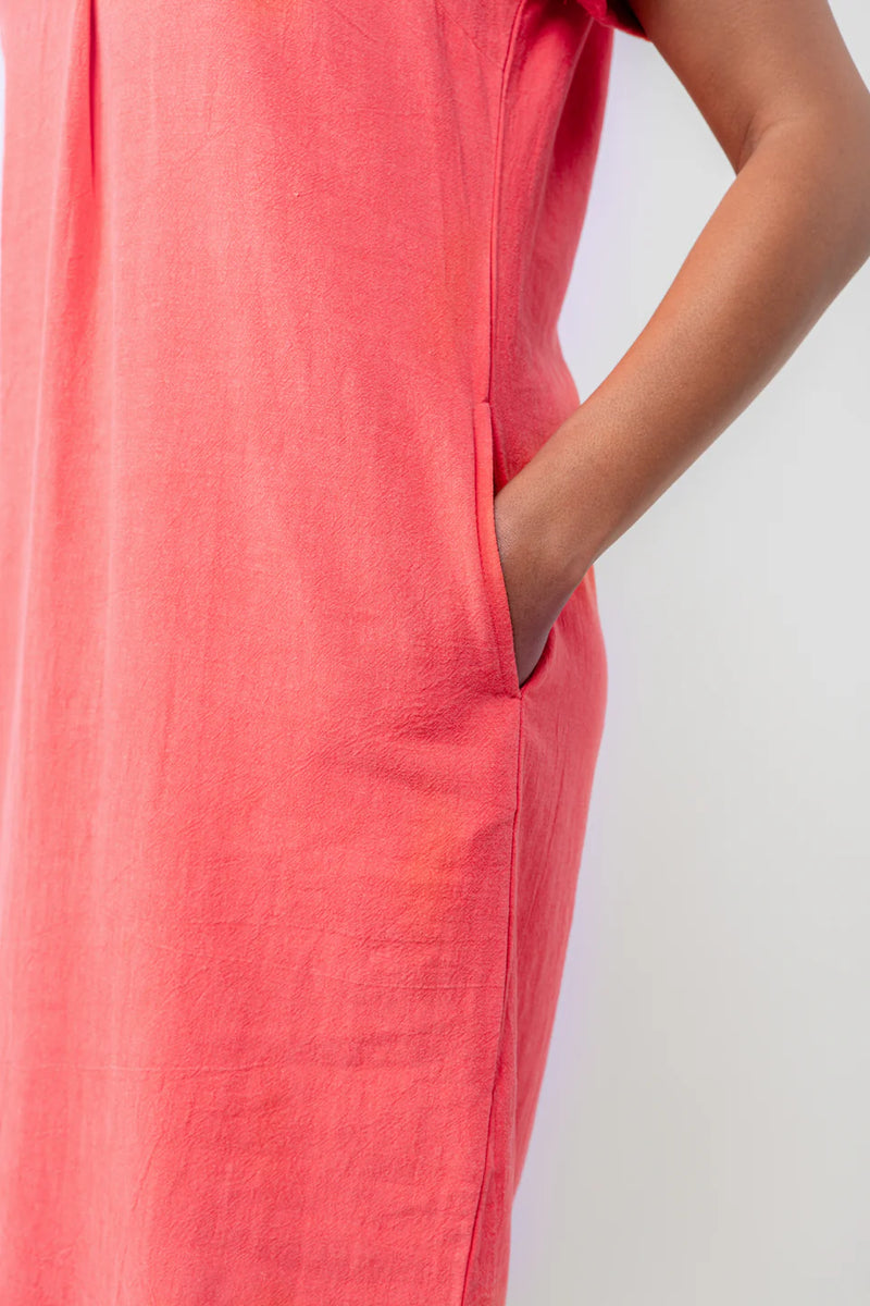 Lily & Me - Lavender Cerise Linen Blend Collared Dress