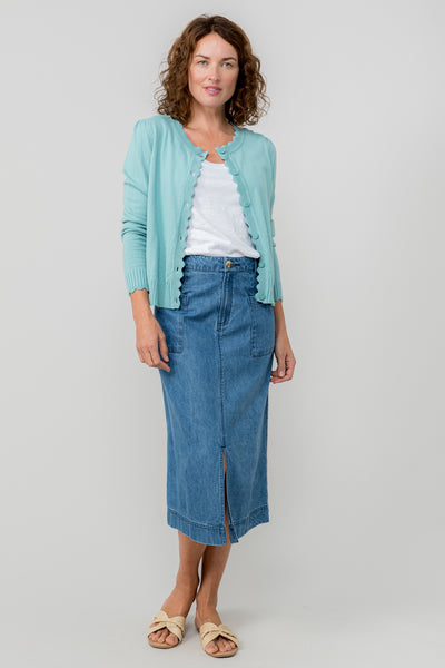Lily & Me - Lucy Plain Cardigan in Ocean Green