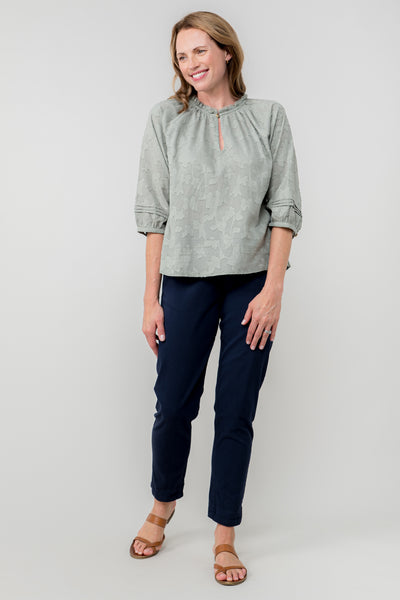 Lily & Me - Zoe Blouse Jacquard Cotton in Sage Green