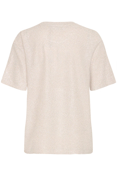 Back view Silver/Beige t-shirt on a white background