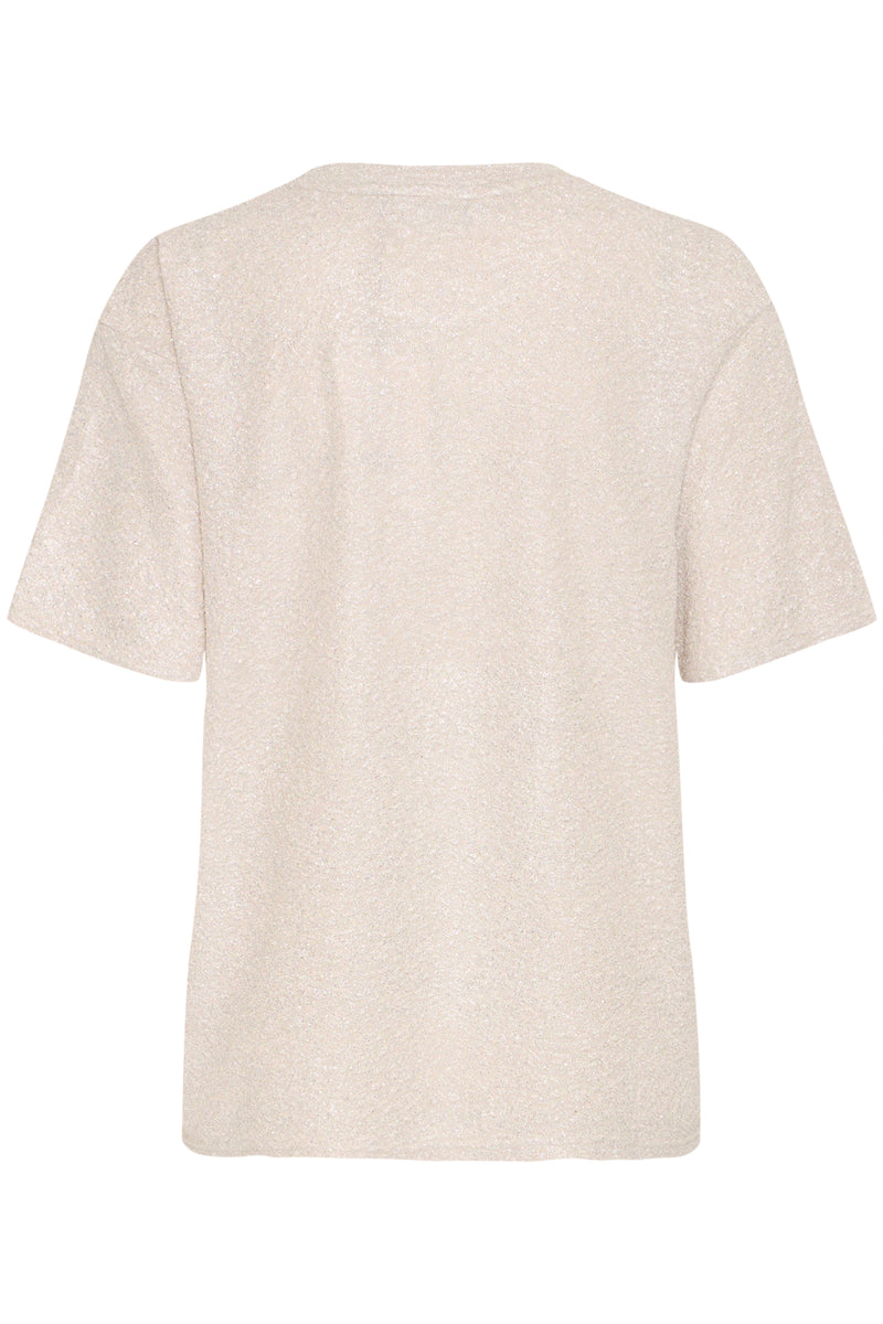 Back view Silver/Beige t-shirt on a white background