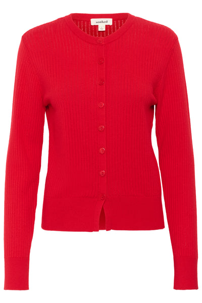 Soaked - Red cardigan on a white background