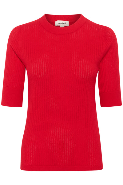 Red sweater with short sleeves on a white background