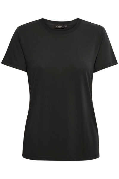 Black crew t-shirt on a white background