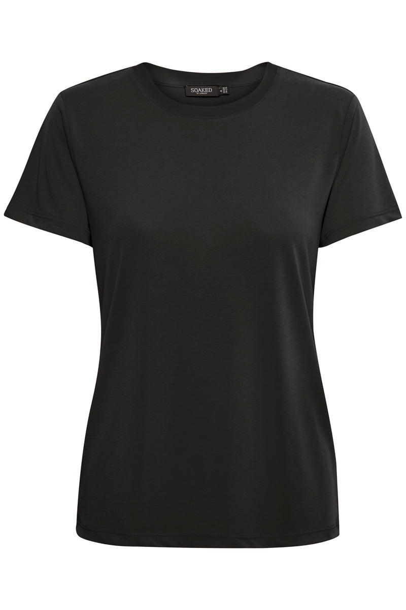 Black crew t-shirt on a white background