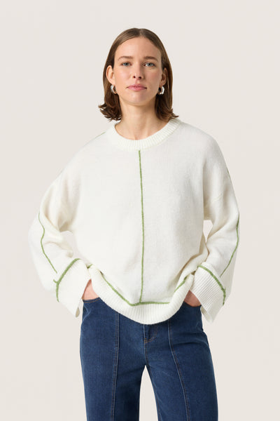 Soaked in Luxury - Amani Contrast Pullover in Broken White