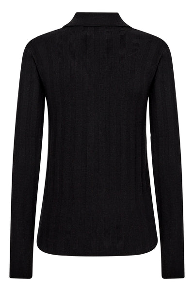 Back view of Soaked in Luxury Black Spina Long sleeved Jumper with collar