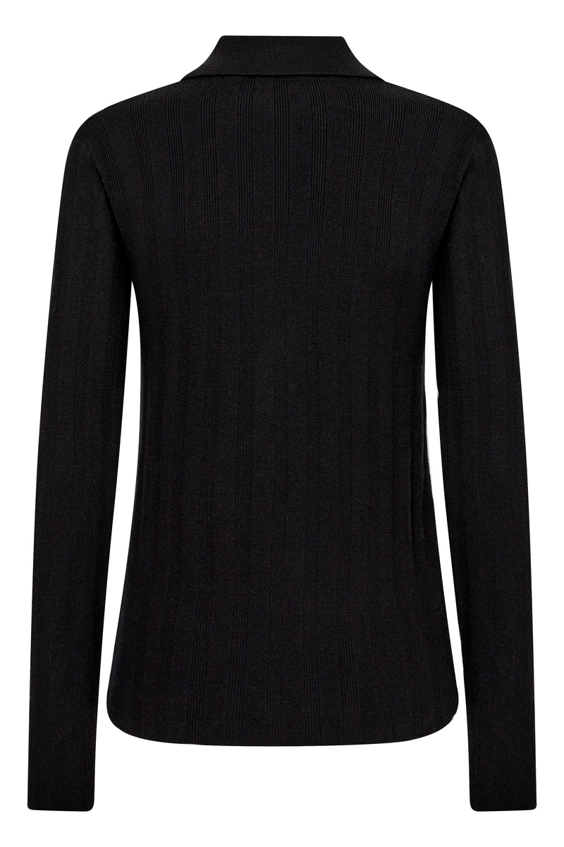 Back view of Soaked in Luxury Black Spina Long sleeved Jumper with collar