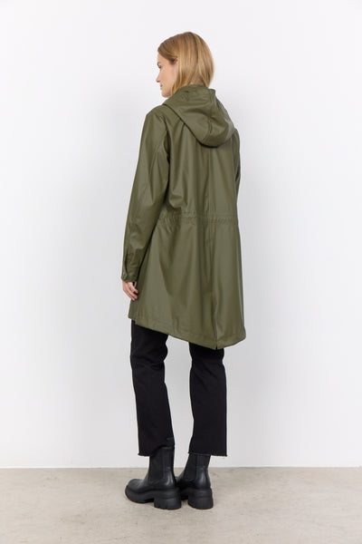 SoyaConcept - Alexa Raincoat in Olive Green on a model showing the rear