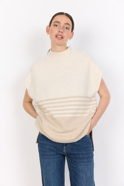 Soyaconcept - Selvi Cream Stripe Knitted Vest