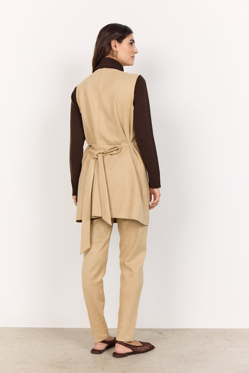 Soyaconcept - Vikka Suedette Long Waistcoat back view