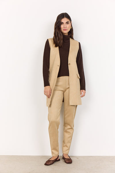 Soyaconcept - Vikka Suedette Long Waistcoat button open