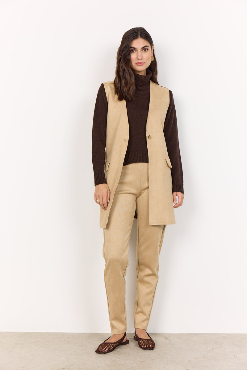 Soyaconcept - Vikka Suedette Long Waistcoat button open