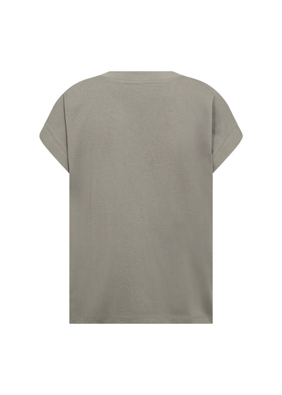 Rear view of Soyaconcept Short Sleeve sage green top .