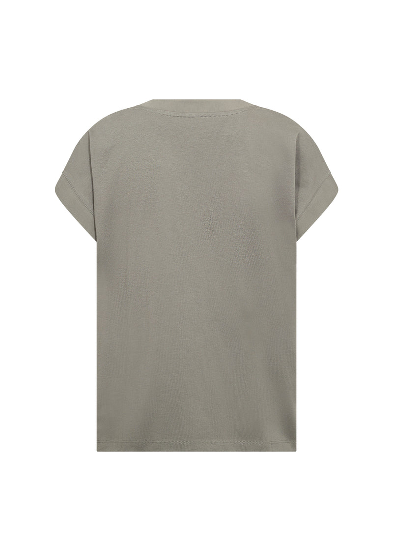 Rear view of Soyaconcept Short Sleeve sage green top .
