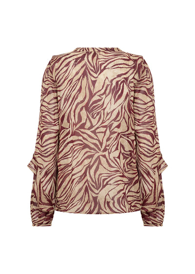 Zebra print blouse on a white background