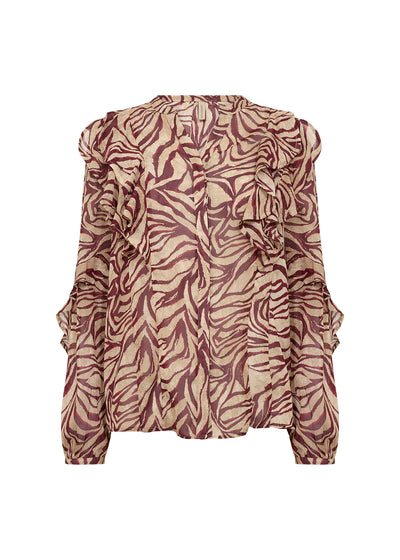 Zebra print blouse on a white background