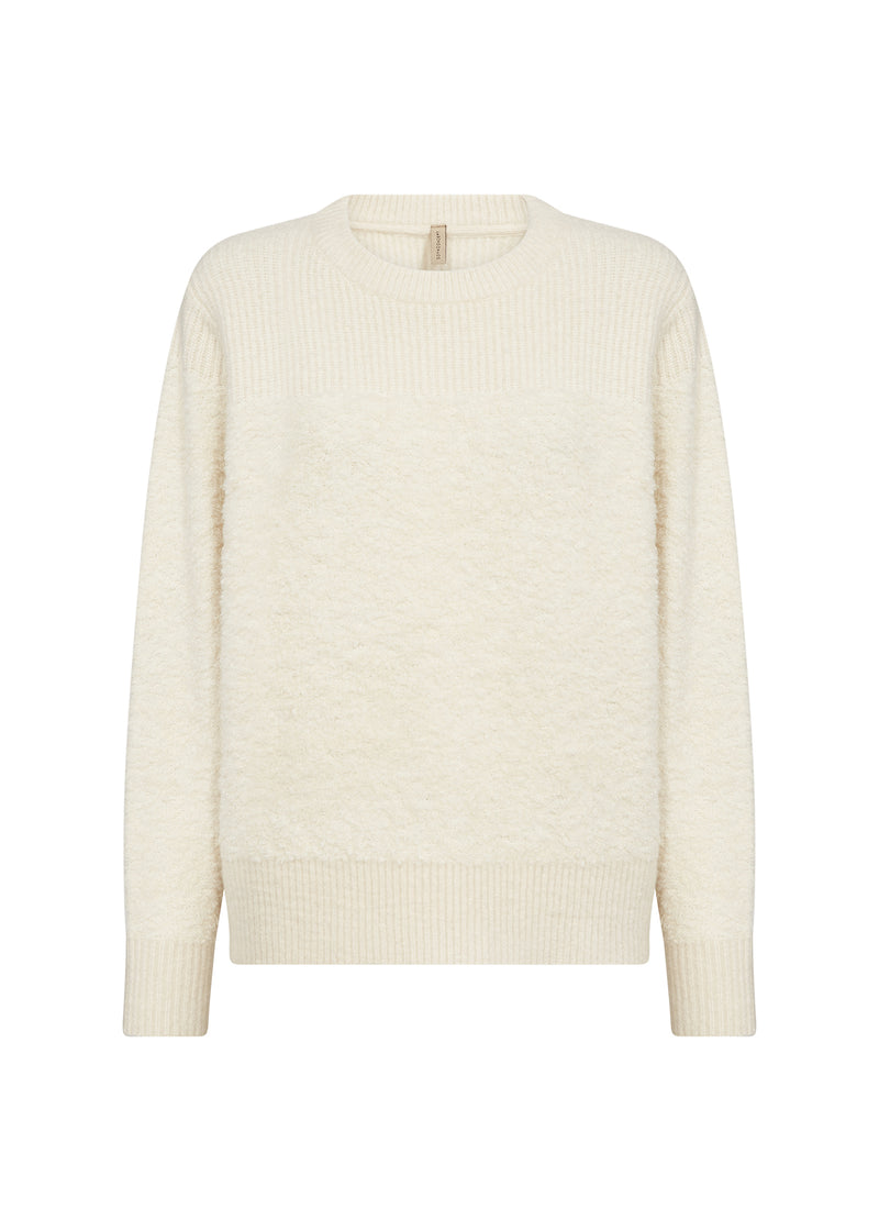 Front view of Cream sweater on a white background