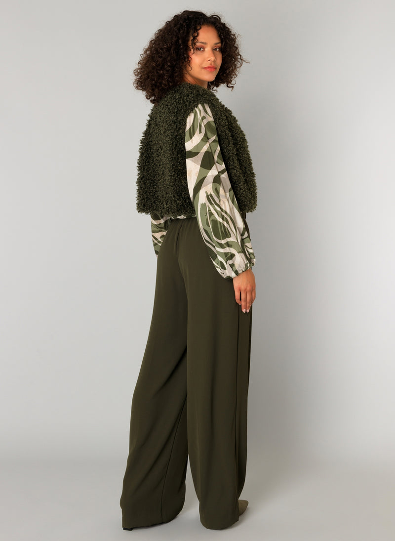 Yest - Caroline Sleeveless Cardigan Waistcoast in Army Green or Burgundy