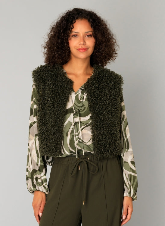 Yest - Caroline Sleeveless Cardigan Waistcoast in Army Green or Burgundy