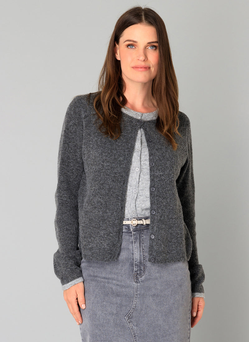 Yest - Brandi Cardigan in dark grey melange