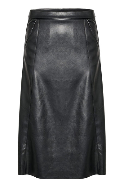 Cream - Ariana Faux Leather Skirt in Pitch Black