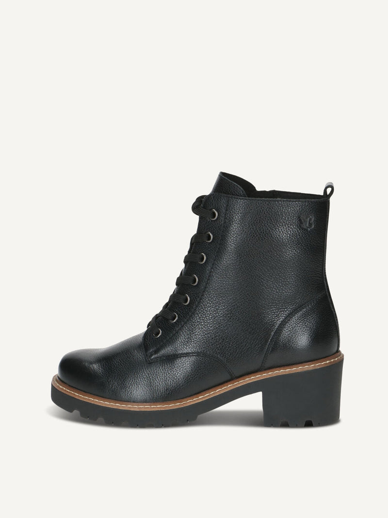 Caprice - Heeled Biker Boots in Black or Cognac Nappa