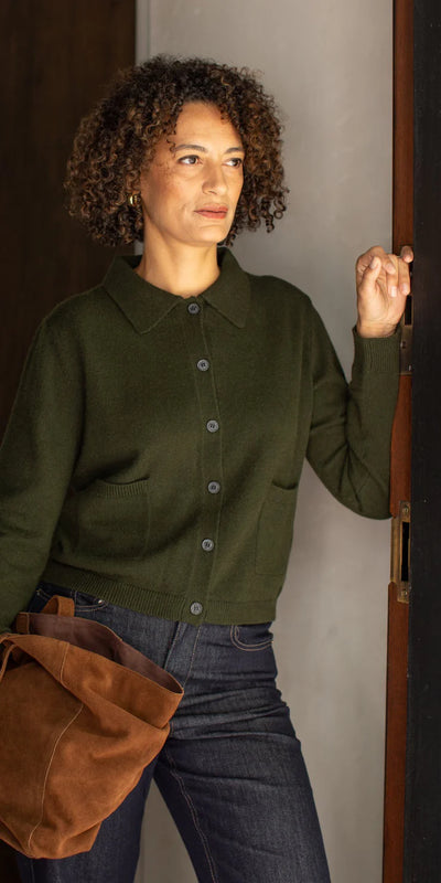 Chalk - Eden Cardigan in Dark Olive