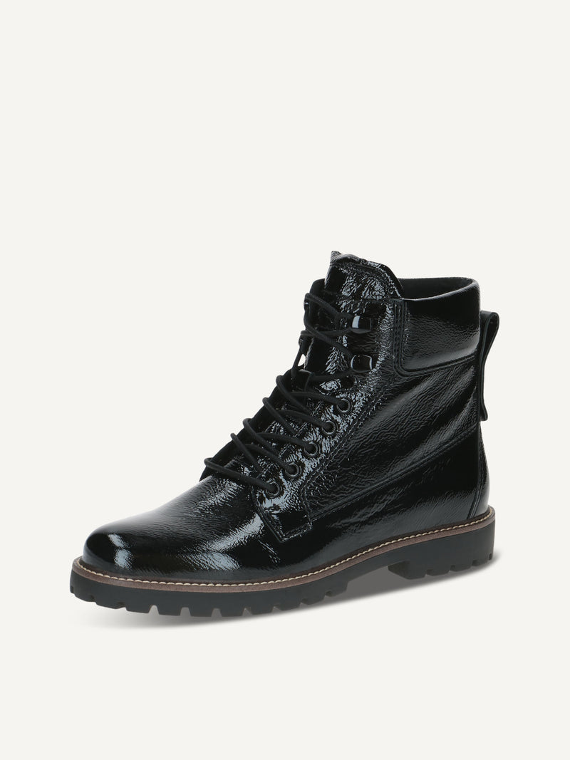 Caprice - Biker Boots Zipped Black Patent Leather