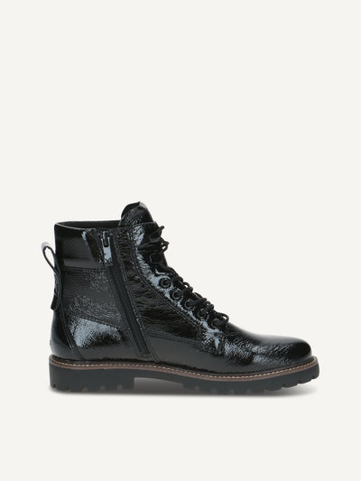 Caprice - Biker Boots Zipped Black Patent Leather